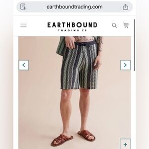 EARTHBOUND Green Patterned Flat Front Shorts